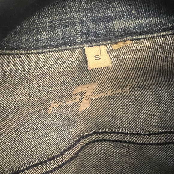 7 For All Mankind Dark Blue Jean Jacket Women size small like new - Picture 5 of 6